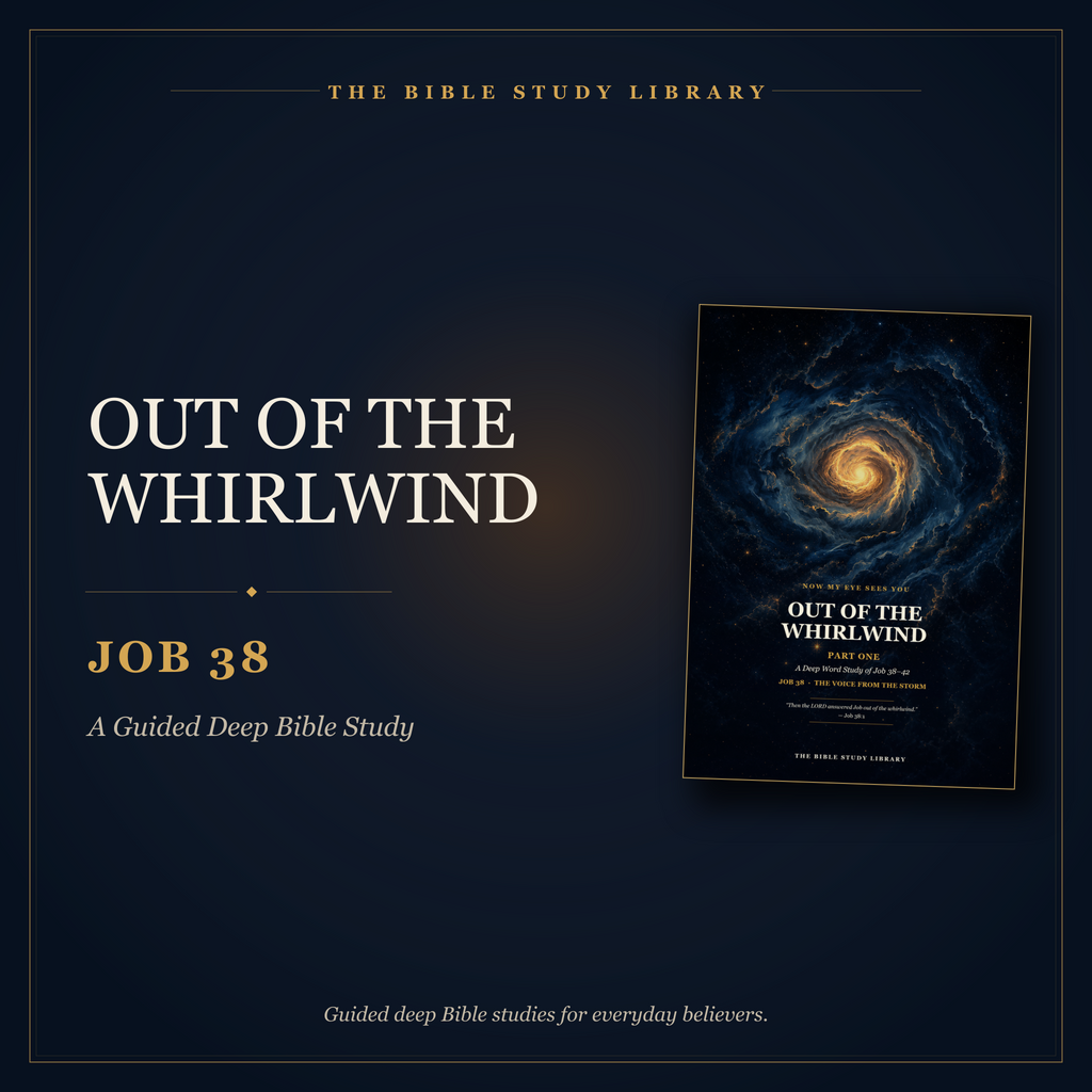 Out of the Whirlwind Job 38 guided Bible study with final cover, published by The Bible Study Library