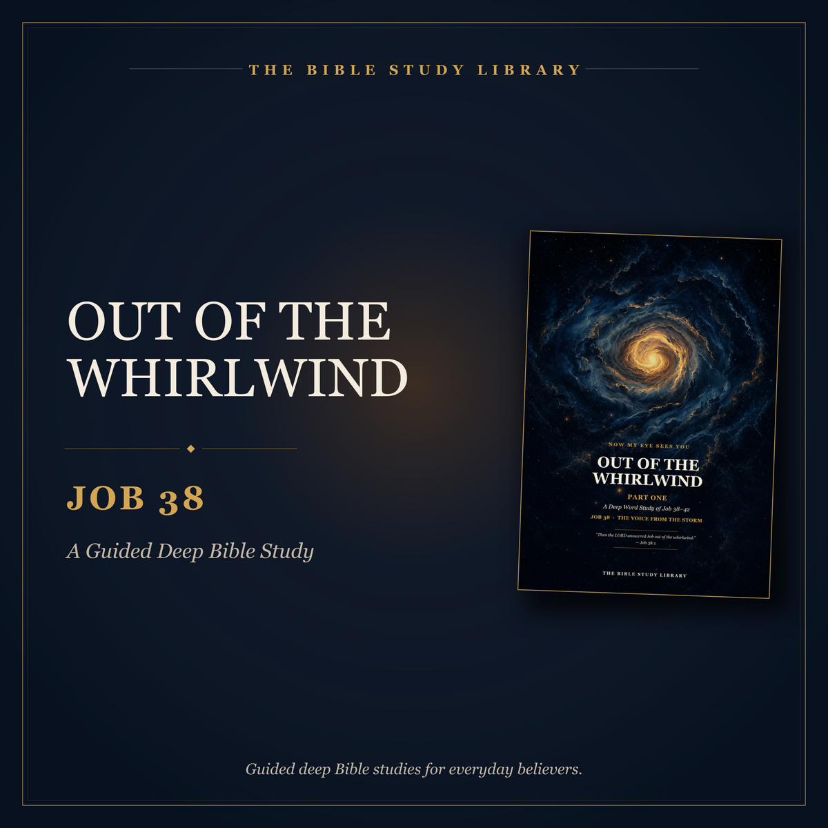 Out of the Whirlwind Job 38 guided Bible study with final cover, published by The Bible Study Library